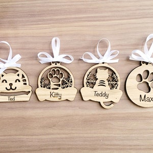 Personalised Cat Tree Decoration, Name Cat Bauble, Cat Memorial, Mothers Day Gift for cat Mum, Cats First Christmas Xmas Decor for Cat Lover image 8