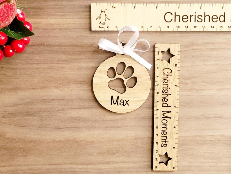 Personalised Cat Tree Decoration, Name Cat Bauble, Cat Memorial, Mothers Day Gift for cat Mum, Cats First Christmas Xmas Decor for Cat Lover Paw
