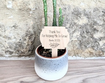 Thank You For Helping Me Grow Plant Stake, Personalised Teacher Gift For Teaching Assistant, Nursery Gift from Child,Custom Keepsake For Her