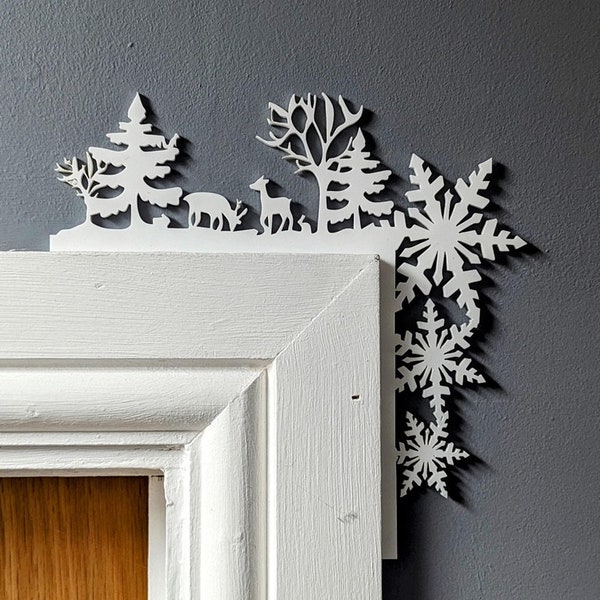 Herten in het bos decoratie, deurhoek, witte kerstversiering voor thuis, binnendecoratie, kleine kerstcadeaus voor vrouwen, Kerstmis