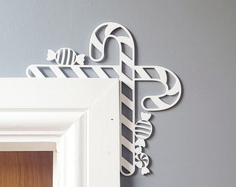 Candy Cane Christmas Decorations for the home, Door Corner Ornament, White Xmas Decoration, Christmas Eve Ideas for Kids, Secret Santa Idea