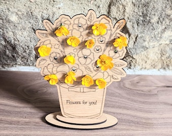 Présentoir de fleurs personnalisé, porte-fleurs cueillies à la main, idées pour enfants, cadeau de maman de fille, petite idée cadeau de fils, cadeau d'anniversaire de maman