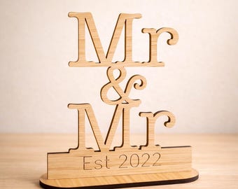 Letrero de madera "Sr. y Sr.", letrero personalizado, decoración para bodas gay, idea de regalo de boda única para la pareja, regalo de boda para parejas del mismo sexo "Sr. y Sr."