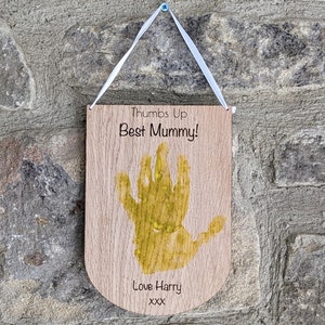 Personalised Handprint Plaque, Hand Print Mothers Day Gift, Kids Hand Print Idea, Mummy Birthday Gift for Wife, Unique Mum Gift From Son image 2