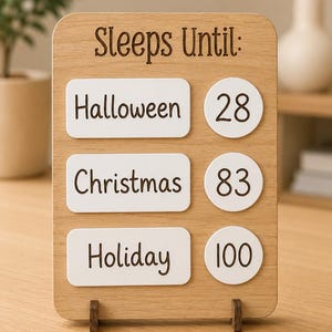 Personalised Days Until Countdown Board, Freestanding Oak & Acrylic Dry Wipe Sign Gift