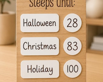 Personalised Days Until Countdown Board, Freestanding Oak & Acrylic Dry Wipe Sign Gift