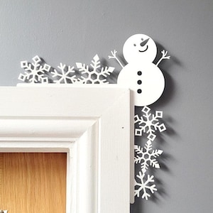 Snowman White Christmas Decoration, Door Trim Accent, Snowflake Ornament, Family Christmas Décor, Christmas Gift Idea for Kids, Hosting Gift