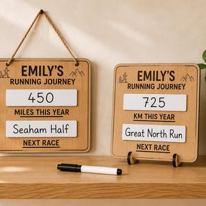 Personalised Running Tracker Board, Miles This Year, Next Race Display, PB Board, Running Gift For Her, Ultra Runner Race Day Countdown Gift