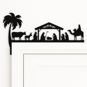 Enfeite de Presépio, Enfeite de Porta de Presépio, Decoração de Natal de Madeira para Presépio, Decoração de Casa Sazonal, Presente de Natal para Ela, Ideia de Presente