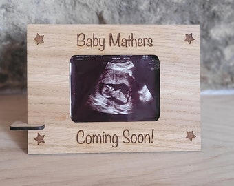 Cadeau femme enceinte, Cadre photo en bois échographie