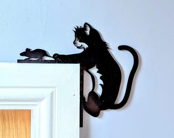 Cat and Mouse Door Topper – Cat Home Décor, Cat Ornament, Small Gift Idea for Mum, Sentimental Gift for Cat Lovers, Birthday Gift for Her