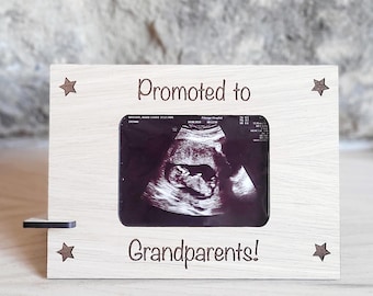 Promoted To Grandparents Baby Scan Frame, Personalised Pregnancy Announcement, Sonogram Picture Frame, Ultrasound Holder Gift for Family