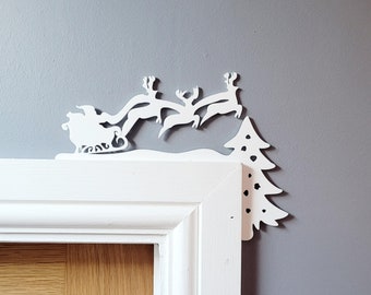 Décoration de Noël renne volant, Décoration de porte de Noël, Ornement blanc d'intérieur, Cadeaux de Noël pour la famille, Cadeaux magiques de Noël pour enfants