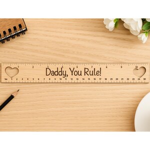 Personalised Wooden Daddy Ruler, Father's Day Keepsake from Son, Custom Gift Idea For Dad, Christmas Gift, Unique Birthday Present for Him