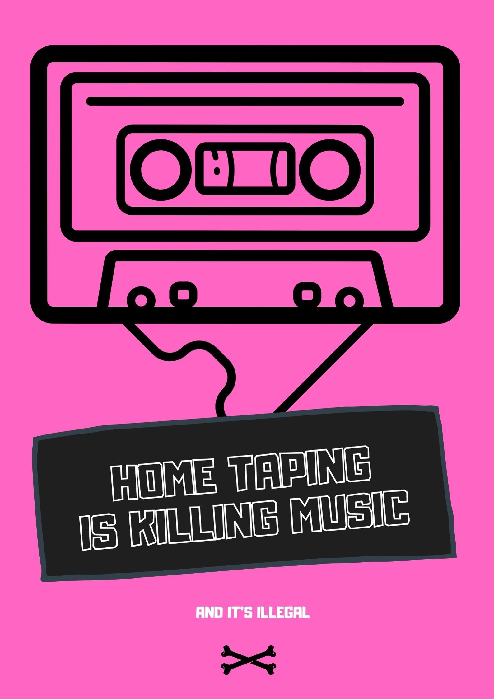 Home Taping is Killing Music. Retro Music Downloadable Art Print 80s Etsy