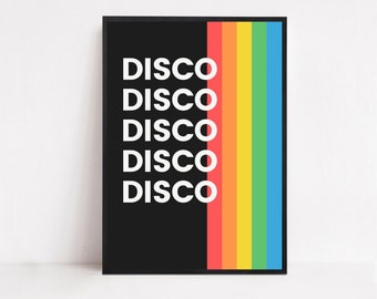 Disco, Disco, Disco. Downloadable wall art print perfect for kitchen disco vibes.