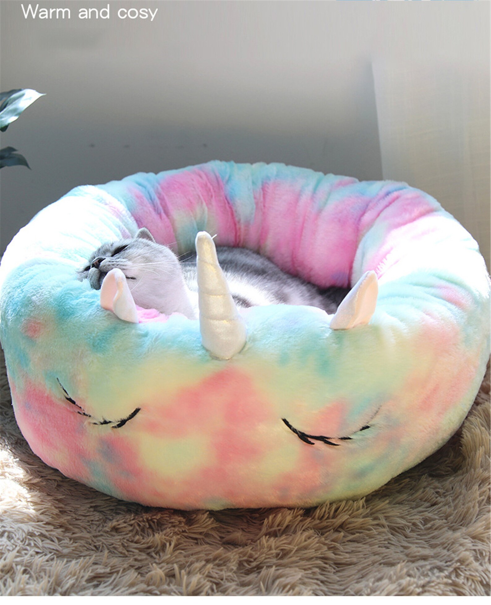 Warm Pet Dog Bed Unicorn Round Pet Cat House For Dog Nonslip Etsy