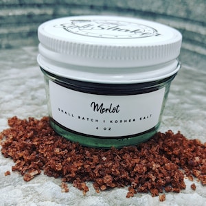 Sea Salt | Salt | Merlot | Kosher Salt | Small Batch | Handcrafted | Finishing Salt | Seasoning | 4 oz Jar