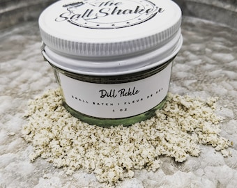 Kosher Salt | Salt | Dill Pickle | Small Batch | Handcrafted | Finishing Salt | Seasoning | 4 oz Jar