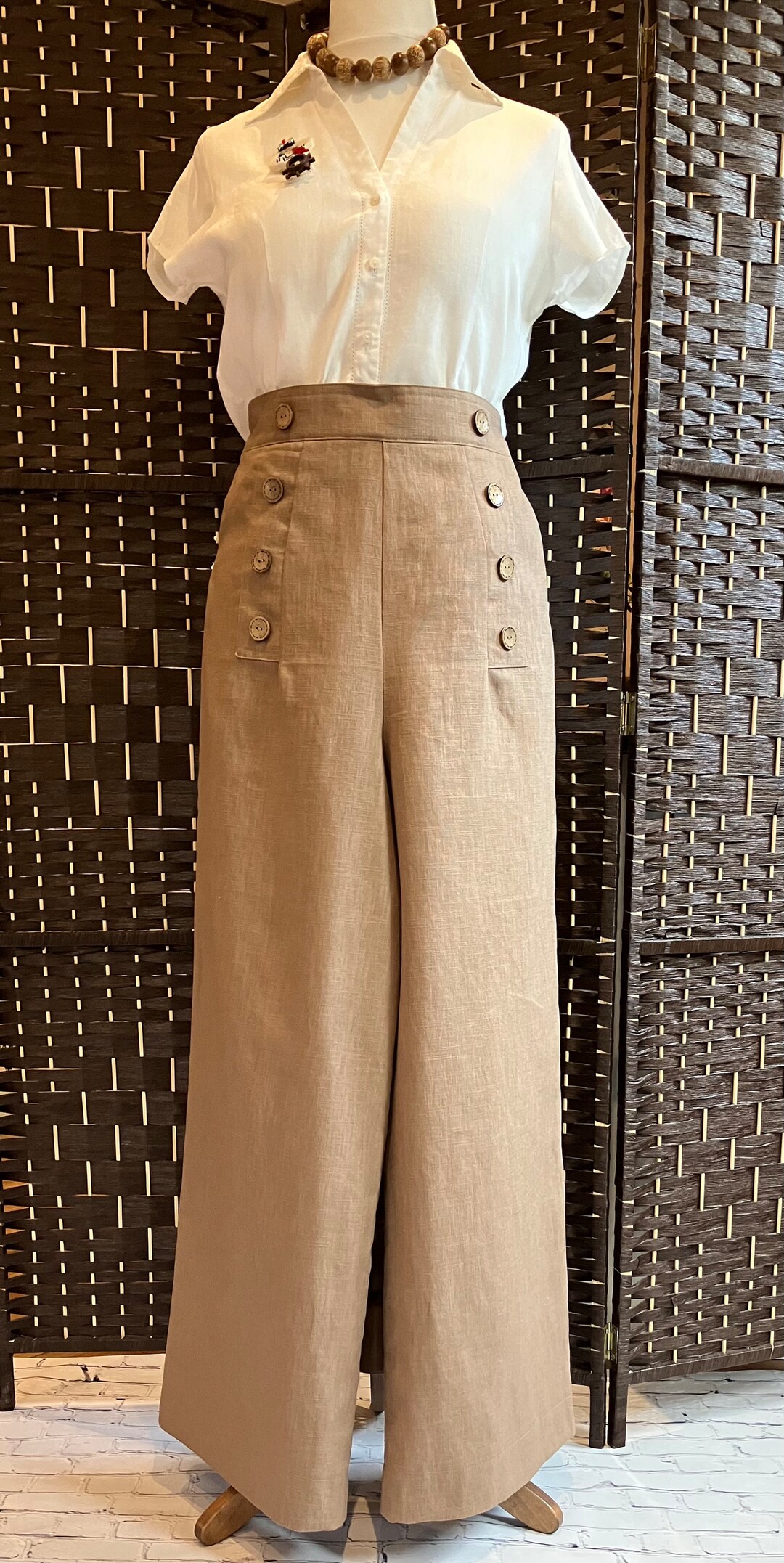 Linen Yacht Pants,vintage Style,30s/40s , Wide Leg Etsy