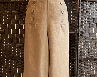 Linen Yacht Pants,Vintage Style,30s/40s , Wide leg