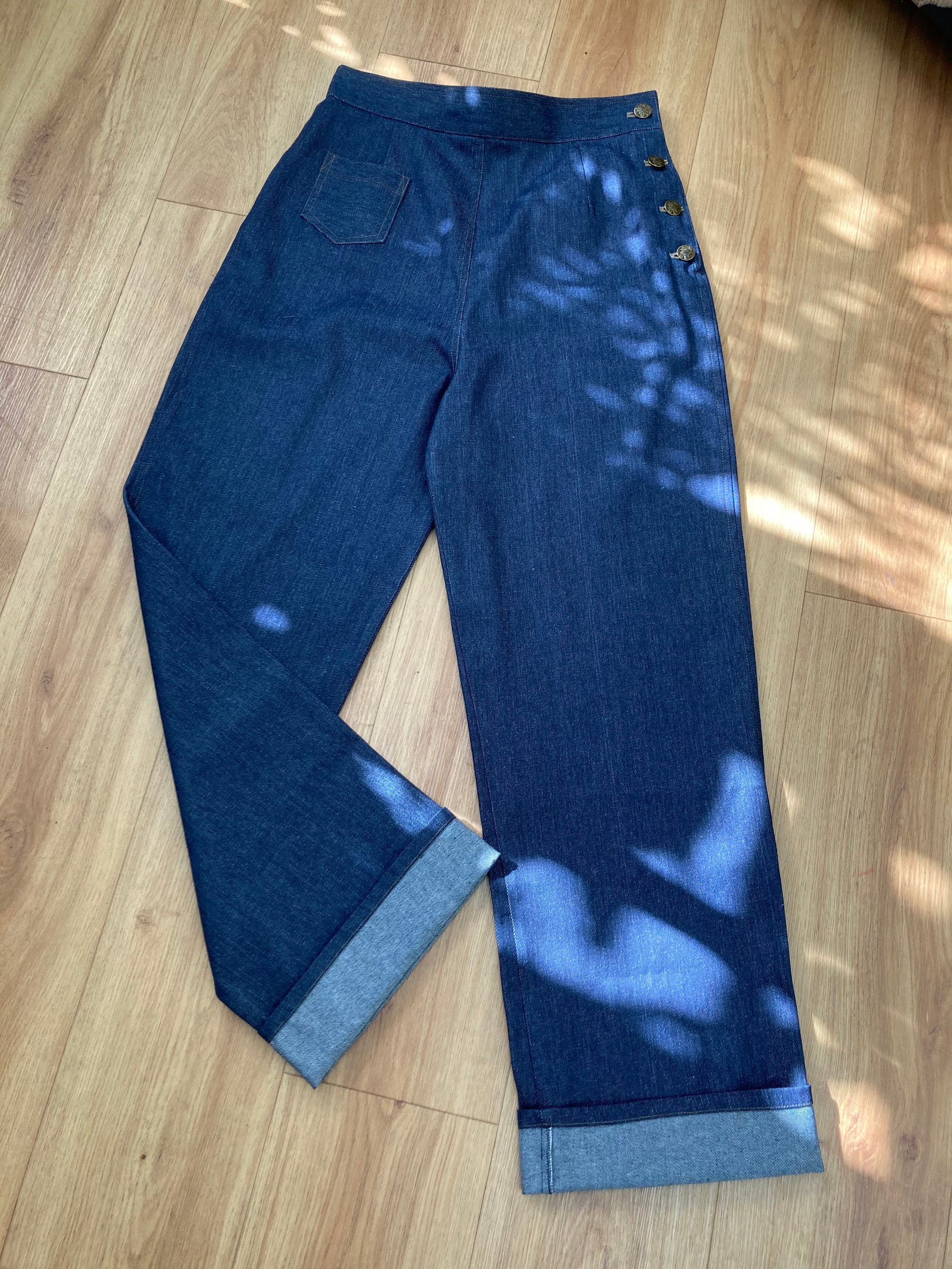 Jeans Vintage 1940s Style Denim Trousers/jeans Rockabilly - Etsy UK