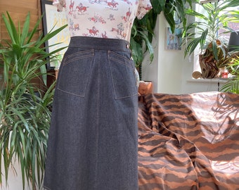 Vintage style Denim skirt,Western/ 40s/50s,Jeans skirt