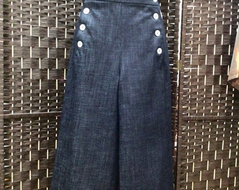 Yacht,Boat Pants ,Culottes,Reproduction/Vintage Style 30s 40s,Denim