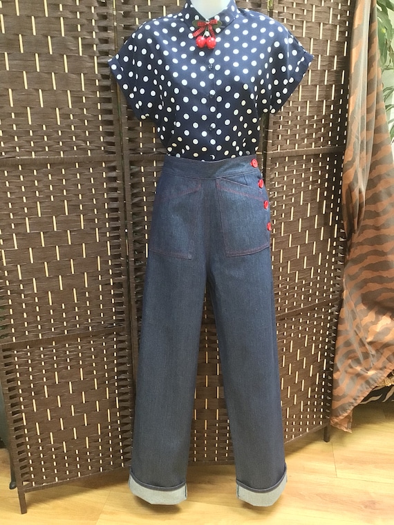 Swing Jeans/pants High Rise Wide Leg Rockabilly/pin up - Etsy