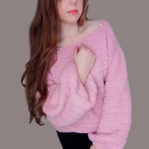 Crochet Easy Sweater PATTERN, How To Crochet Petite Fleur Tutorial For Beginners, How To Crochet Cottagecore Jumper, S, M, L, xl, xxl, xxxl