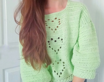 Crochet Heart Sweater Pattern: Easy Beginner Jumper Tutorial For Beginners (PDF Download)