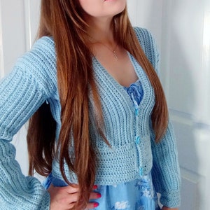 Crochet Easy Cardigan PATTERN, How To Crochet A Cropped Cardigan For Beginners Tutorial, Knit Look Crochet Cardigan S, M, L, XL, XXL, xxxl