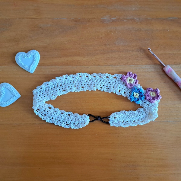 Crochet Easy Headband With Flowers PATTERN, Crochet Boho Hairband Tutorial For Beginners, Crochet Floral Festival Headband Pattern