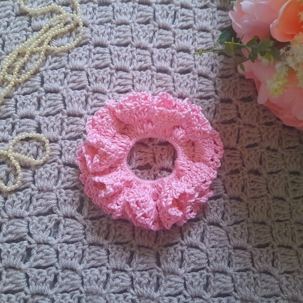 Crochet Easy & Feminine Cotton Scrunchie Muster NUR, wie man ein Scrunchie häkelt Anfänger Tutorial, einfaches häkeln von Haargummi Muster