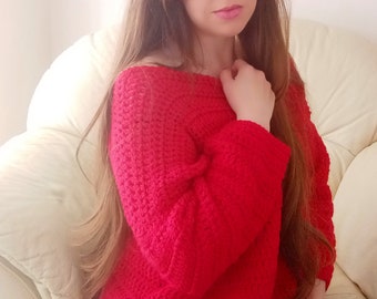 Easy Crochet Sweater Pattern For Beginners, Sizes S-L (PDF Pattern)