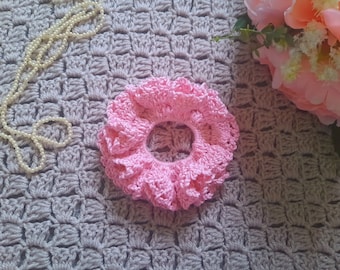 Crochet Easy & Feminine Cotton Scrunchie Pattern ONLY, How To Crochet A Scrunchie Beginner Tutorial, Easy Crochet Hair Tie Pattern