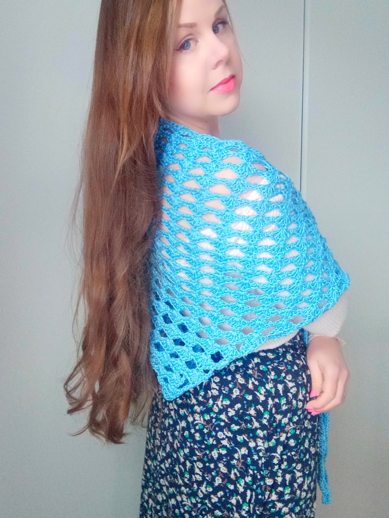 Crochet Easy Shawl PATTERN, How To Crochet The Therese Prayer Shawl/Wrap Tutorial For Beginners, Easy Handmade Crochet Vintage Shawl Pattern image 1