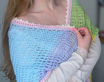 Crochet Vintage Shawl PATTERN: Easy Regency Prayer Wrap (PDF Pattern)