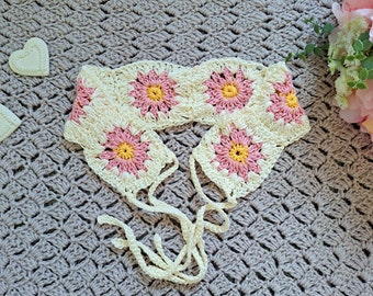 PATRÓN de Diadema Cuadrada de Abuela con Flores Fácil de Ganchillo, Tutorial de Cómo Tejer Diadema a Crochet, Patrón de Diadema Fácil para Principiantes