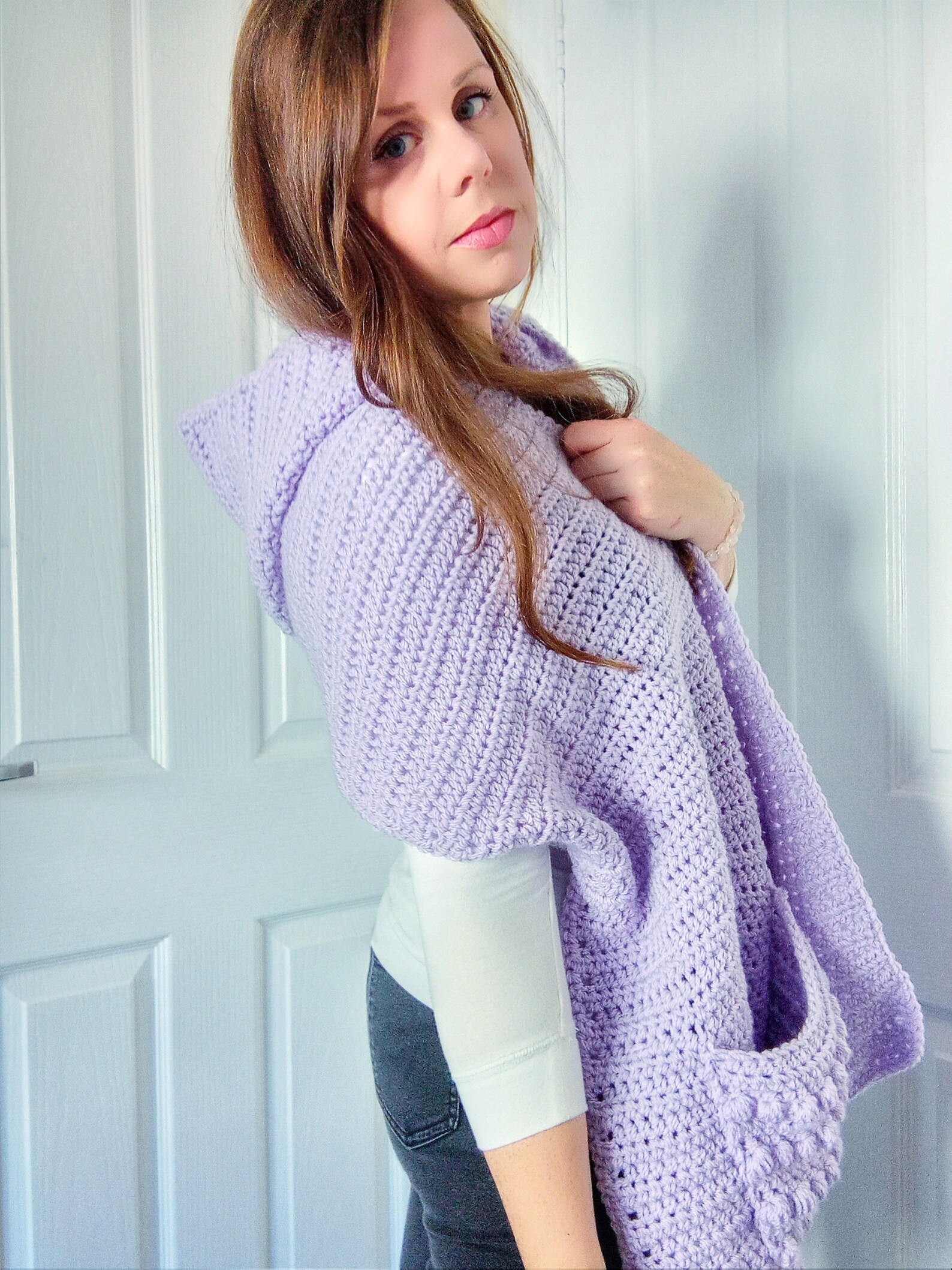 pocket shawl with hood