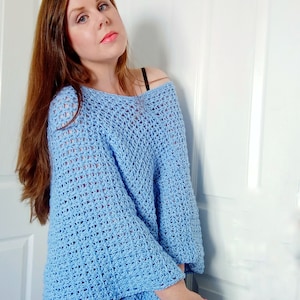 Crochet Easy Cornflower Poncho PATTERN, Crochet Poncho For Beginners, Crochet Poncho Tutorial Step By Step, sizes S/M, L/XL, XXL/xxxl
