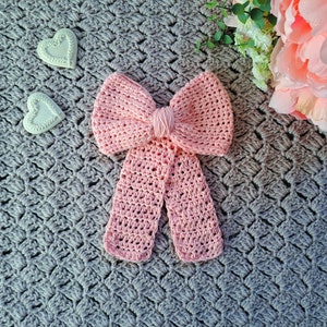 Crochet Delicate Rose Hair Bow Slide PATTERN, How To Crochet Hair Bow Barrette DIY For Beginners Tutorial, How To Crochet Hair Slide image 2