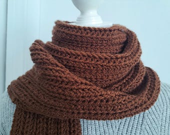 Patrón de bufanda de crochet para hombre: Tutorial fácil de bufanda con punto medio alto (Patrón PDF)