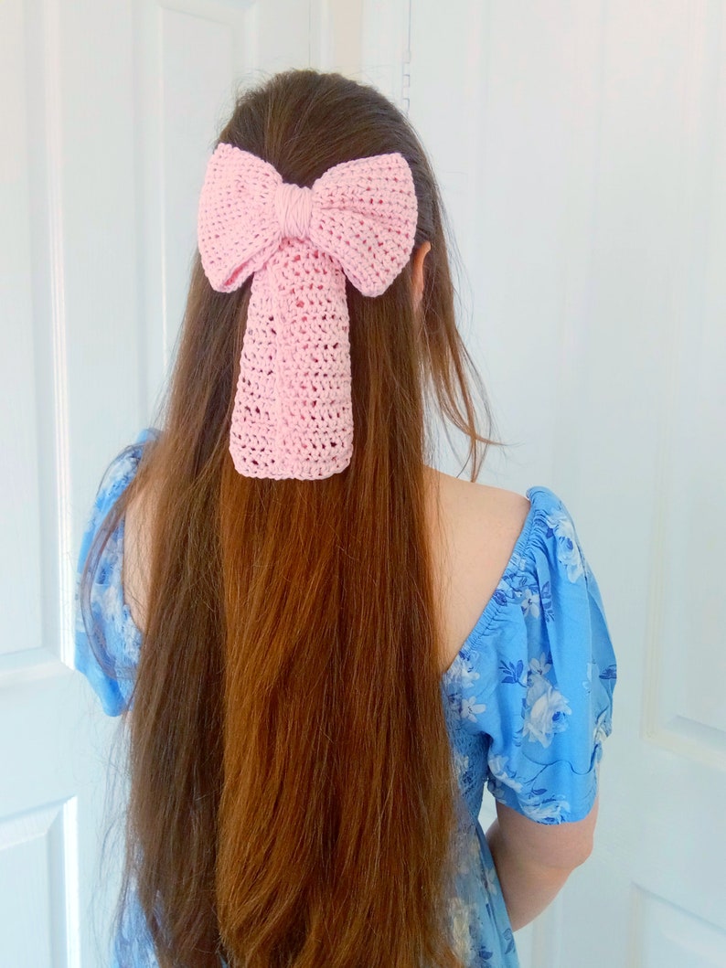 Crochet Delicate Rose Hair Bow Slide PATTERN, How To Crochet Hair Bow Barrette DIY For Beginners Tutorial, How To Crochet Hair Slide image 3