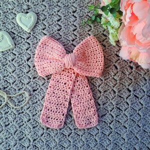 Crochet Delicate Rose Hair Bow Slide PATTERN, How To Crochet Hair Bow Barrette DIY For Beginners Tutorial, How To Crochet Hair Slide image 4