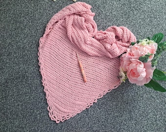 PADRÃO DE Xale de Crochê: Xale de Oração Rosa Blush Fácil (Download em PDF)