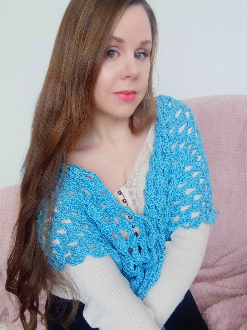 Crochet Easy Shawl PATTERN, How To Crochet The Therese Prayer Shawl/Wrap Tutorial For Beginners, Easy Handmade Crochet Vintage Shawl Pattern image 2