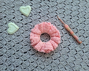Crochet Easy & Feminine Cotton Scrunchie Pattern ONLY, How To Crochet A Scrunchie Beginner Tutorial, Easy Crochet Hair Tie Pattern