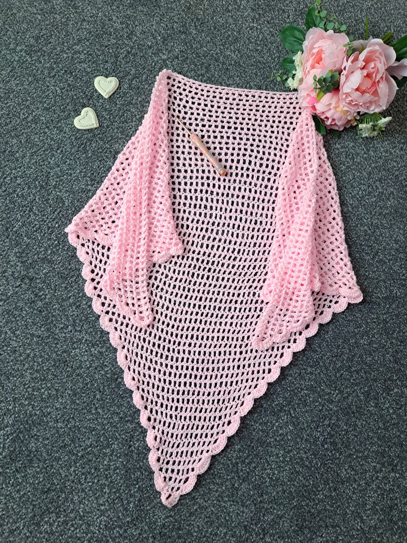 Crochet Easy Shawl PATTERN, How To Crochet The Rose Whisper Shawl/Wrap Tutorial For Beginners, Easy Handmade Crochet Vintage Shawl Pattern image 4