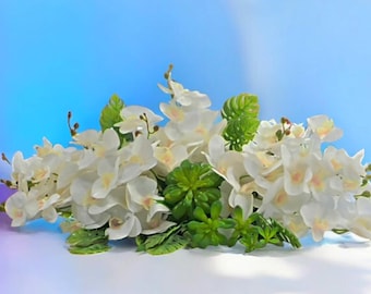 Real Touch White Orchid Centerpiece | Faux Floral Table Décor